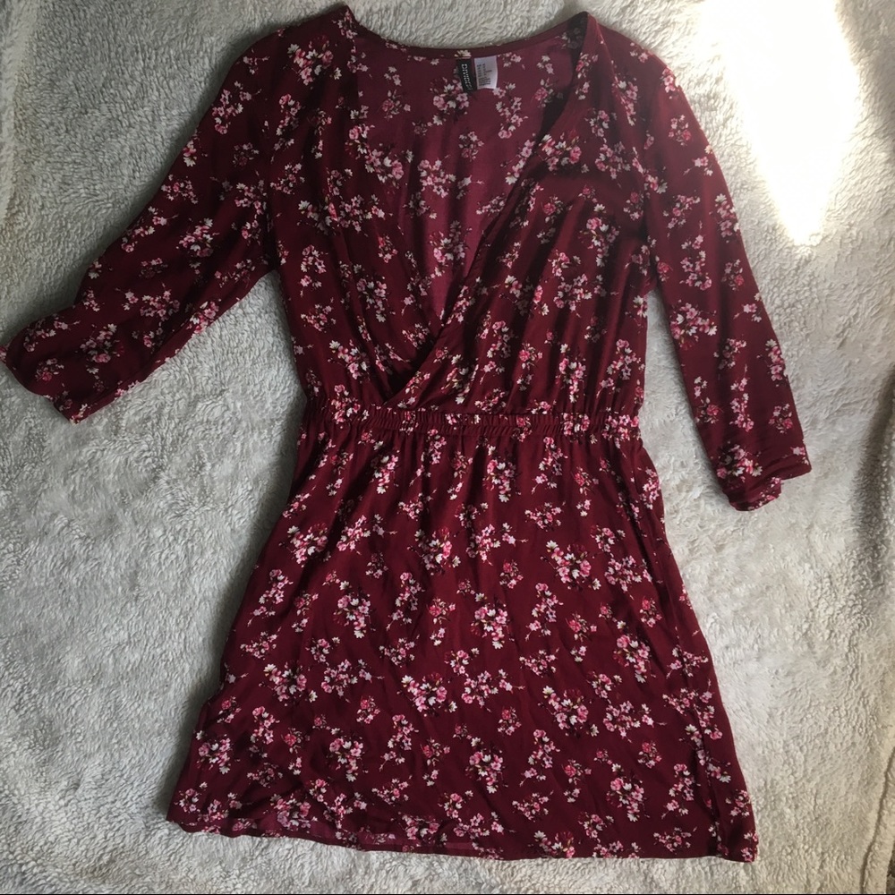 Burgundy Floral Dress